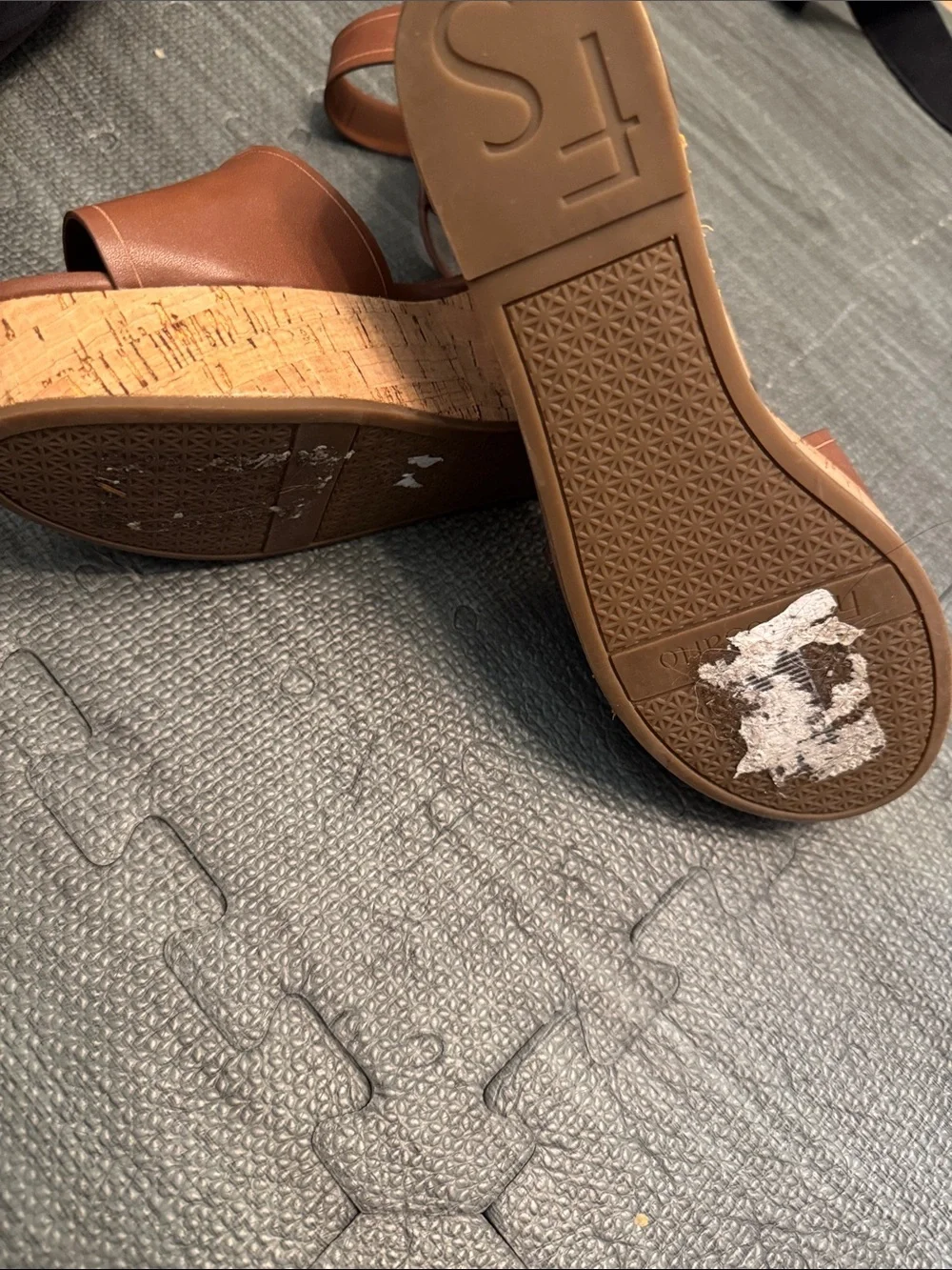 Franco Sarto Brown Cork Platform Wedge Sandals